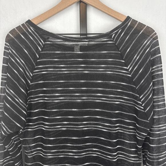 Tina Stephens Lightweight Sheer Sweater Womens Large Black White Stripes Classic - Picture 5 of 8